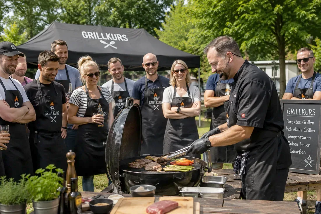 Grillkurs: Angeleitetes Grillen als verbindendes Element neben dem Action-Programm.