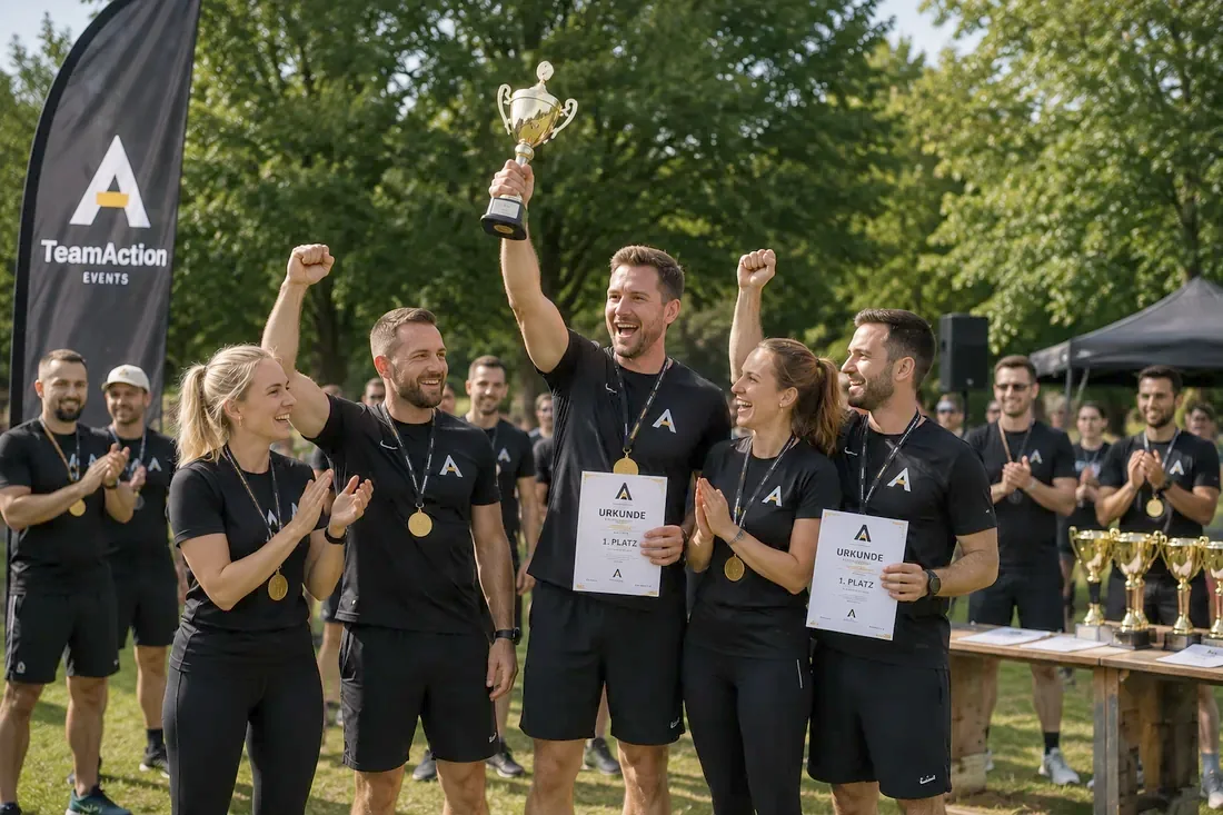 Siegerehrung: Mit Podest, Pokal und Urkunden. Der würdige Abschluss des Firmen-Cups.